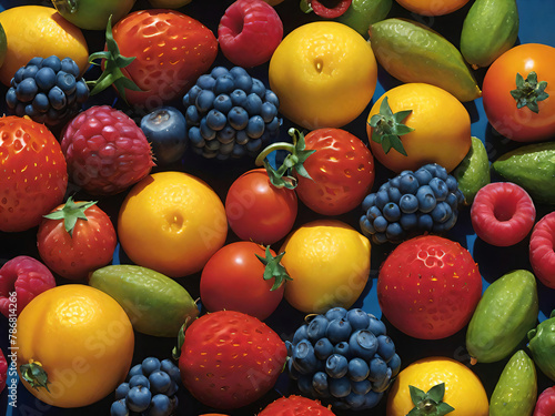 Colorful fruits and berries background