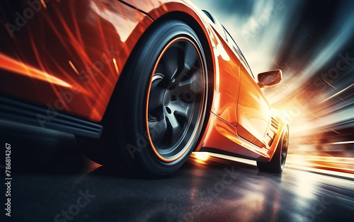 Sport car on the road with motion blur background. 3d rendering © Laik Alam