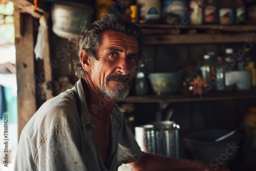 Portrait of a senior man working in his small business in India