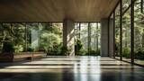 Modern contemporary empty hall with nature view 