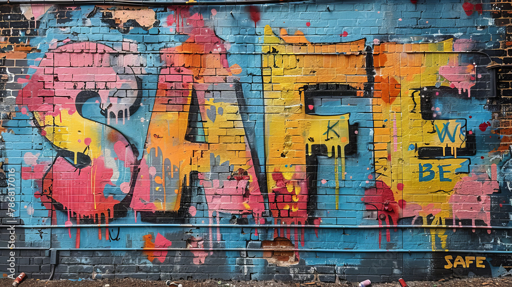 Fototapeta premium vector 3d realistic graffiti, urban street art style.generative ai