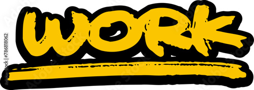 手書き文字素材。work。