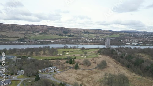 Aerial Mountains With Erskine Bridge and Clyde River In Background photo