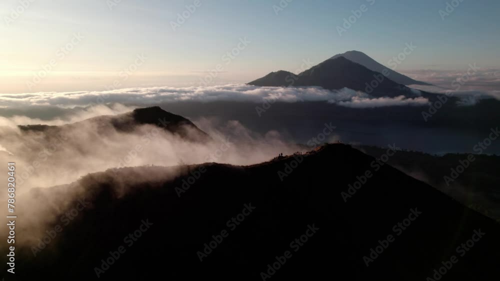 Batur Volcano On Bali Island At Sunset - Aerial Drone Shot Batur Volcano On Bali Island At Sunset - Aerial Drone Shot