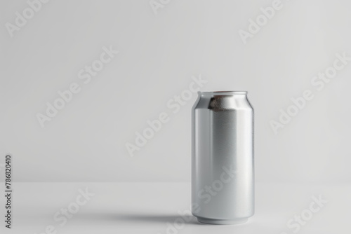 Single Blank Aluminum Can for Mockup Design on White Seamless Background