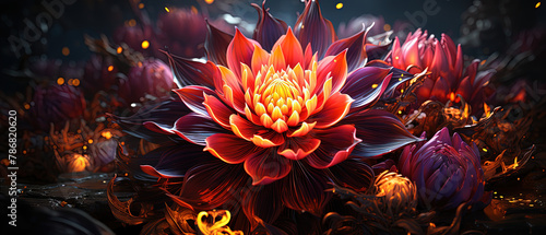 a large flower that is glowing in the dark photo