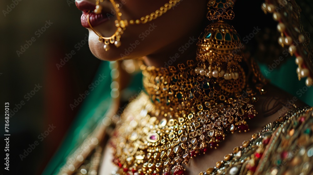 Traditional Indian Bridal Jewelry: Close-Up Elegance