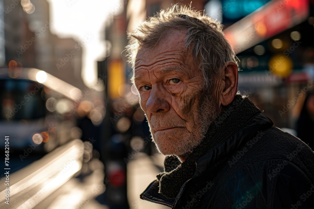 Portrait of an old man on a street in New York City Portrait of an old man on a street in New York City