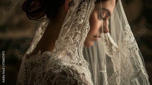 Italian Bride: Detailed Beauty on Wedding Day photo