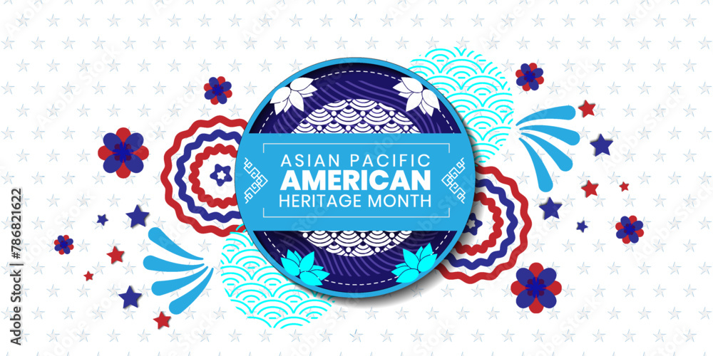 Fototapeta premium Asian American and Pacific Islander Heritage Month design, celebrate in may. banner for social media, card, poster. Illustration with text. vector Illustration