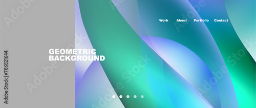 A soothing geometric background with a gradient of azure and aqua, resembling the colors of water and sky. The blend of electric blue and violet creates a serene atmosphere