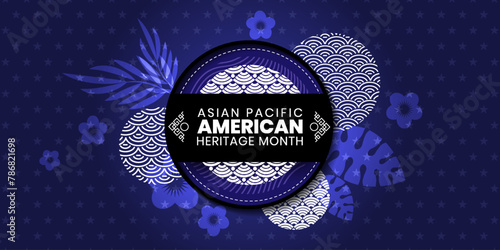 Asian American and Pacific Islander Heritage Month design, celebrate in may. banner for social media, card, poster. Illustration with text. vector Illustration photo