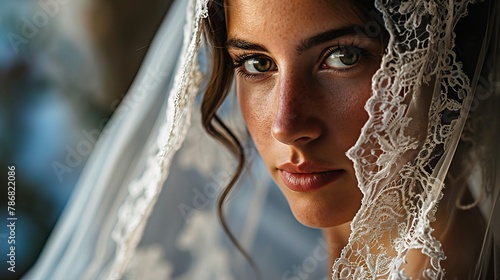 Exquisite Lace: Close-Up Shots of Italian Bridal Beauty photo