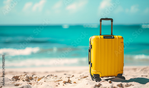 suitcase on the beach photo