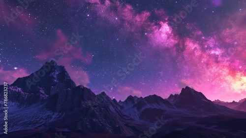 night sky view with the mountain