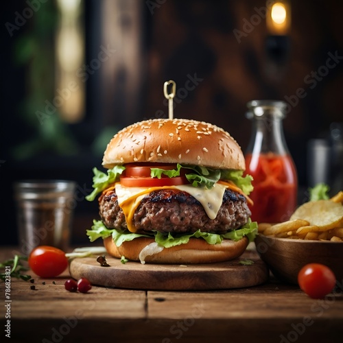 Full Burger Ultra Realistic image Generative AI