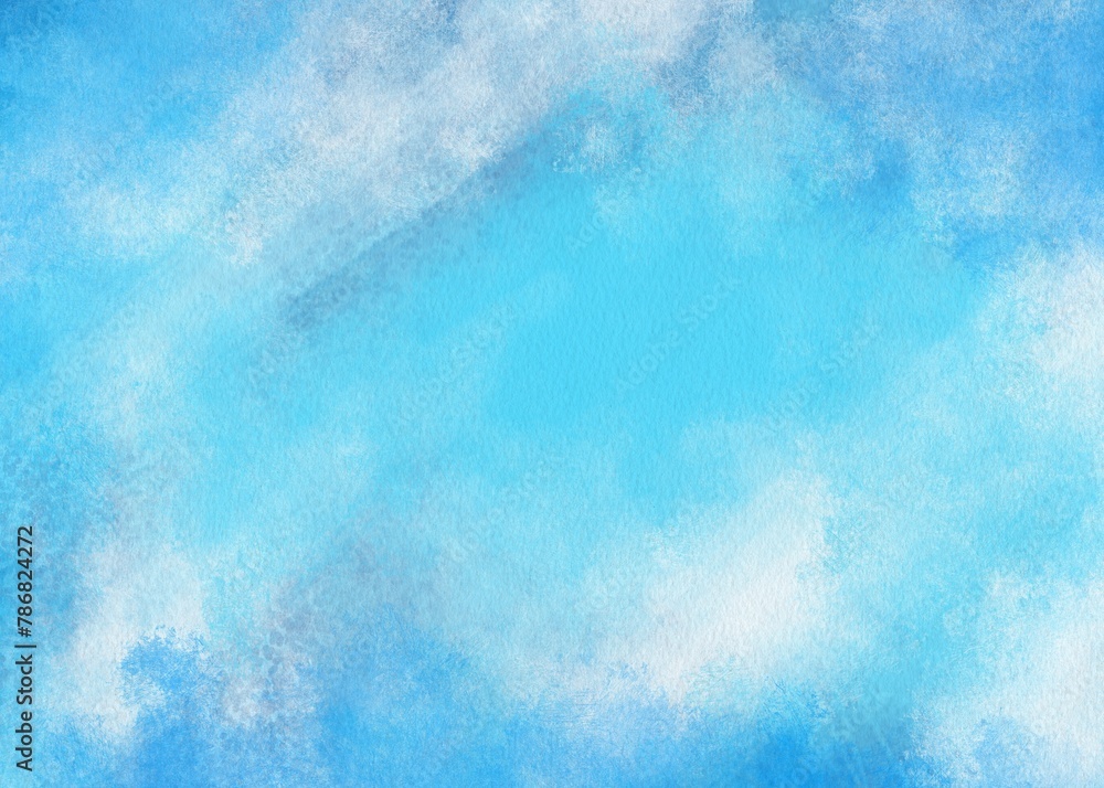 Hand draw watercolor light blue and white gradient abstract material background