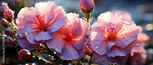 a pink flowers that are blooming on a tree photo