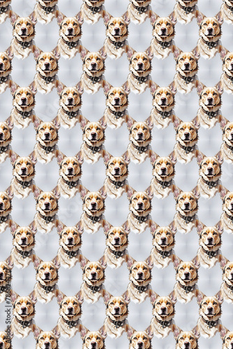 Animal portraits in cartoon drawing, pattern style.