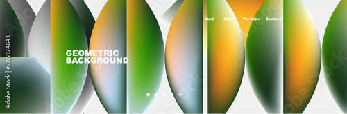 A leafy pattern of green and orange circles resembling terrestrial plant organisms on a white background. Perfect for tableware or serveware design