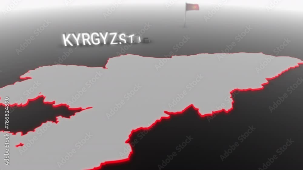 3d animated map of Kyrgyzstan gets hit and fractured by the text “Climate Crisis” 3d animated map of Kyrgyzstan gets hit and fractured by the text “Climate Crisis”
