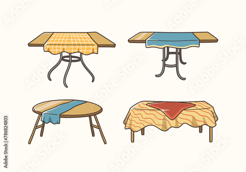 Set of wooden tables sticker design, icon design and vector illustration © coz1421
