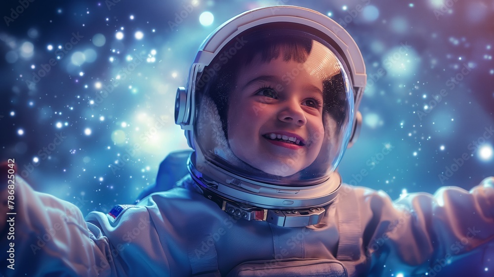 Cute boy wearing an astronaut costume Cute boy wearing an astronaut costume