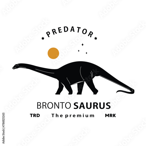 vintage hipster dinosaur, brontosaurus logo vector silhouette art icon
