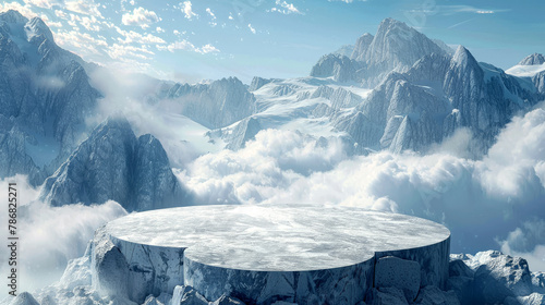 Glacier dream: podium amongst the clouds photo