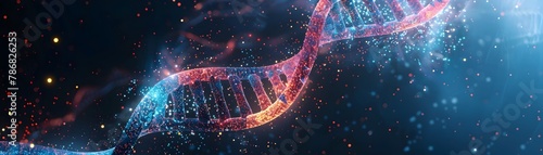 Brilliant Digital Representation of Genetic Double Helix Strand Symbolizing Biotechnology Advancements photo