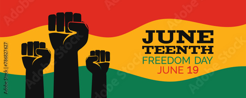 Juneteenth Freedom day June 19  independence day fists silhouettes  banner design  vector illustration © tarikdiz