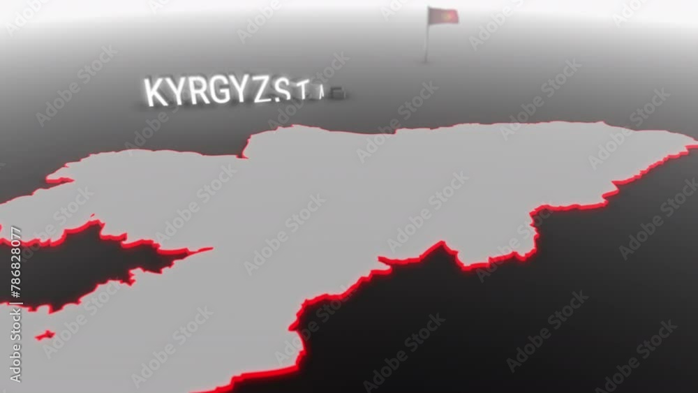 3d animated map of Kyrgyzstan gets hit and fractured by the text “Crisis” 3d animated map of Kyrgyzstan gets hit and fractured by the text “Crisis”