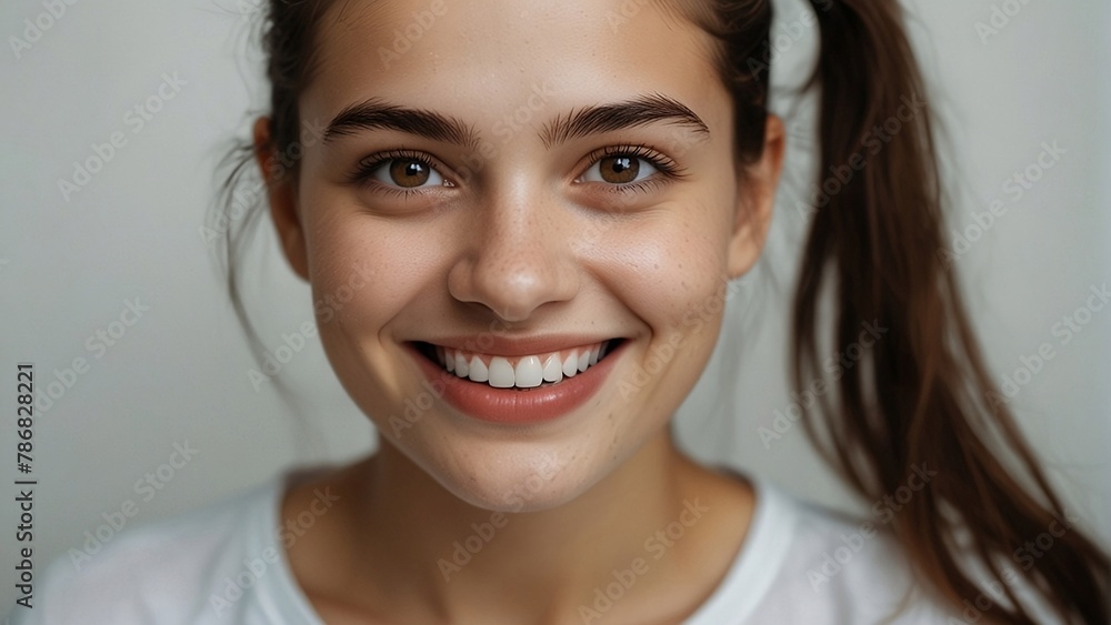 beautiful girl smiling in white background Portrait beautiful girl smiling in white background Portrait