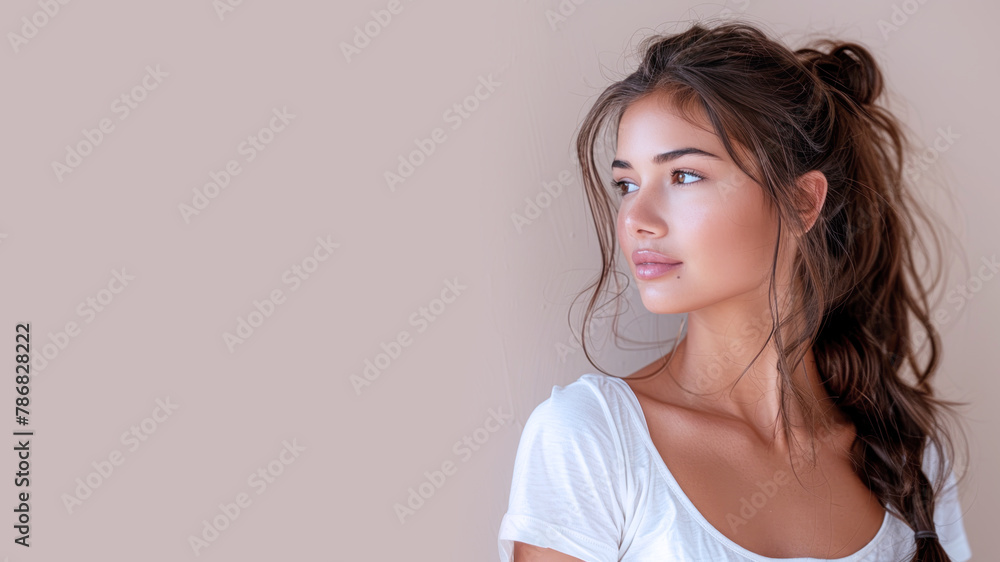 Indian beauty model woman for skincare fashion cosmetic makeup treatment Indian beauty model woman for skincare fashion cosmetic makeup treatment