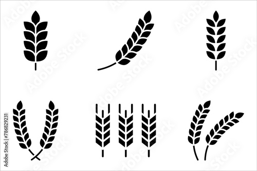 Farm wheat ears icon set. vector illustration on white background. eps 10