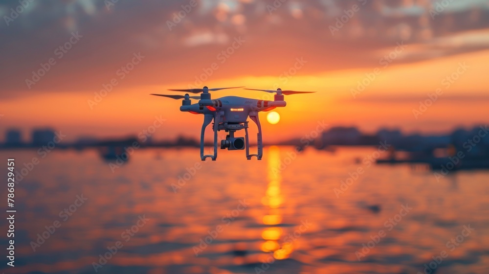 A delivery drone hovers gracefully against a picturesque sky, symbolizing innovation and progress. A delivery drone hovers gracefully against a picturesque sky, symbolizing innovation and progress.