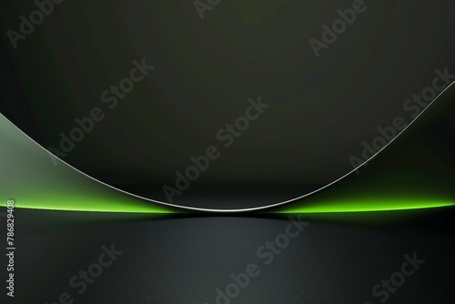 a black and green abstract background with curved lines