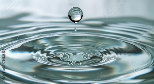 Water falling impact drop round circle wave ripple