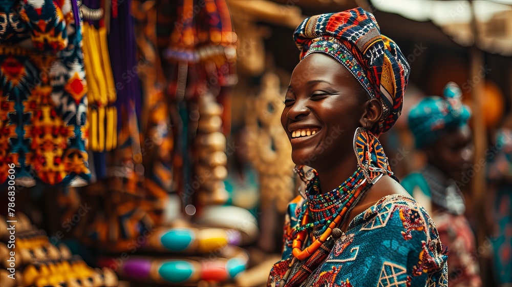 Vibrant Bride from Nigeria: Smiling Amidst Cultural Festivity