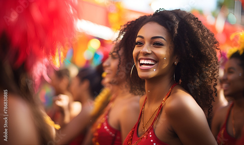 Young Women Dancing and Enjoying the Carnival in Bra