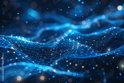 Wallpaper Mural digital background with blue and white polygonal network lines, glowing dots  for tech or internet concept. Futuristic technology illustration of global connection Torontodigital.ca