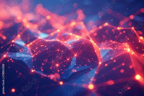 Digital background with polygonal network lines, glowing dots  for tech or internet concept. Futuristic technology illustration of global connection