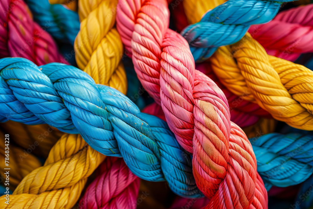 A rope with red, blue, and yellow colors