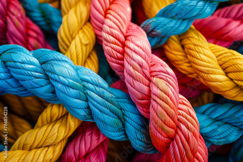 A rope with red, blue, and yellow colors