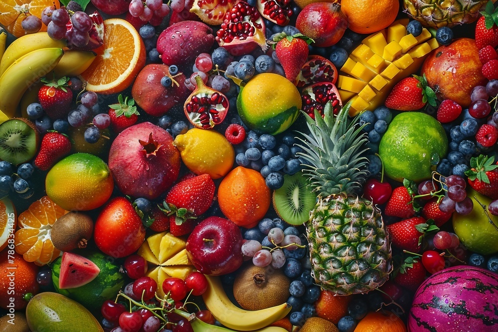 a bunch of different types of fruit on a table