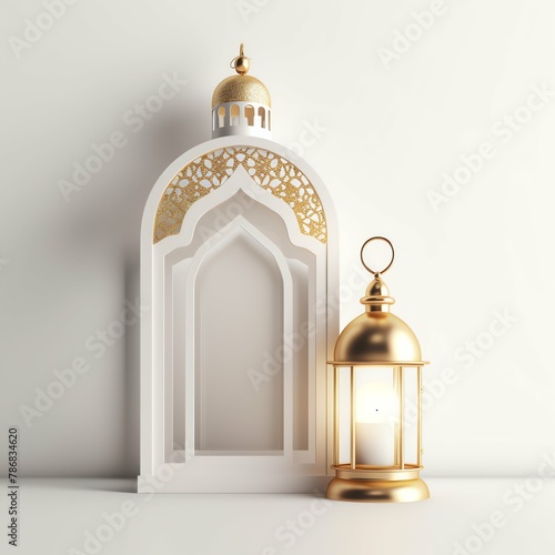 Eid mubarak and ramadan kareem greetings with islamic lantern and mosque. Eid al fitr background