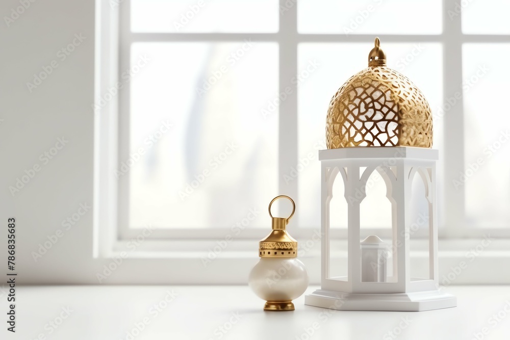 Eid mubarak and ramadan kareem greetings with islamic lantern and mosque. Eid al fitr background Eid mubarak and ramadan kareem greetings with islamic lantern and mosque. Eid al fitr background