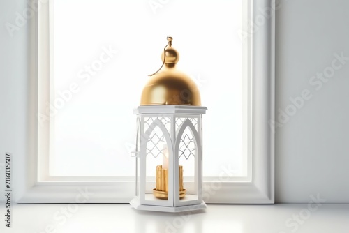 Eid mubarak and ramadan kareem greetings with islamic lantern and mosque. Eid al fitr background