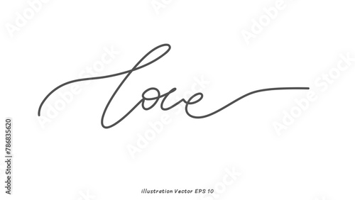 Love Handwritten ink lettering , Vector calligraphy and lettering illustration isolated on a white background ,Vector illustration EPS 10