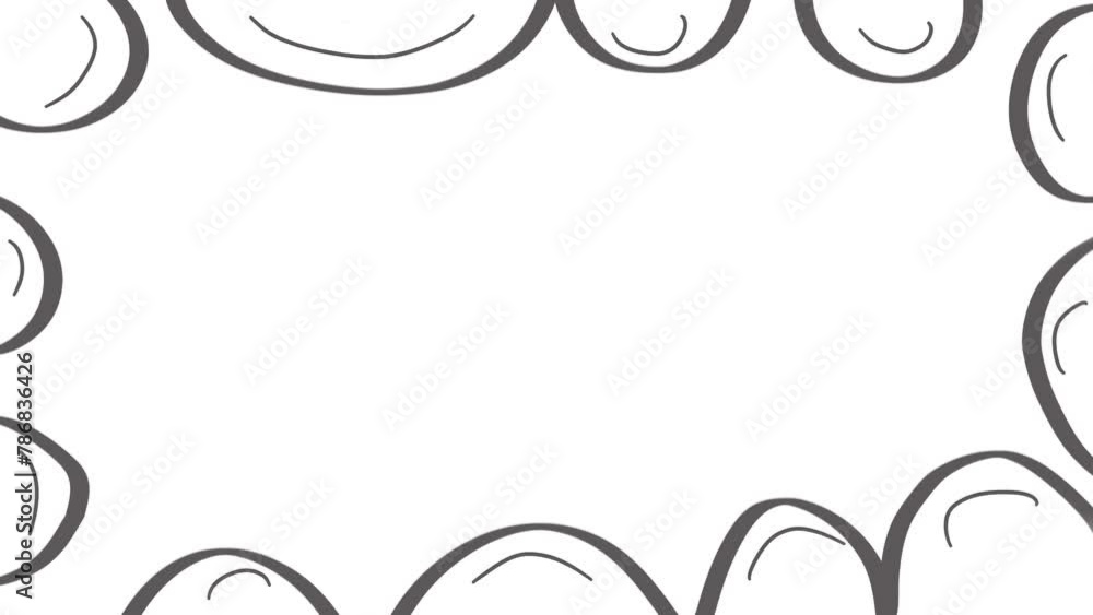 The canvas is decorated with a frame consisting of rounded protuberances with lines inside.